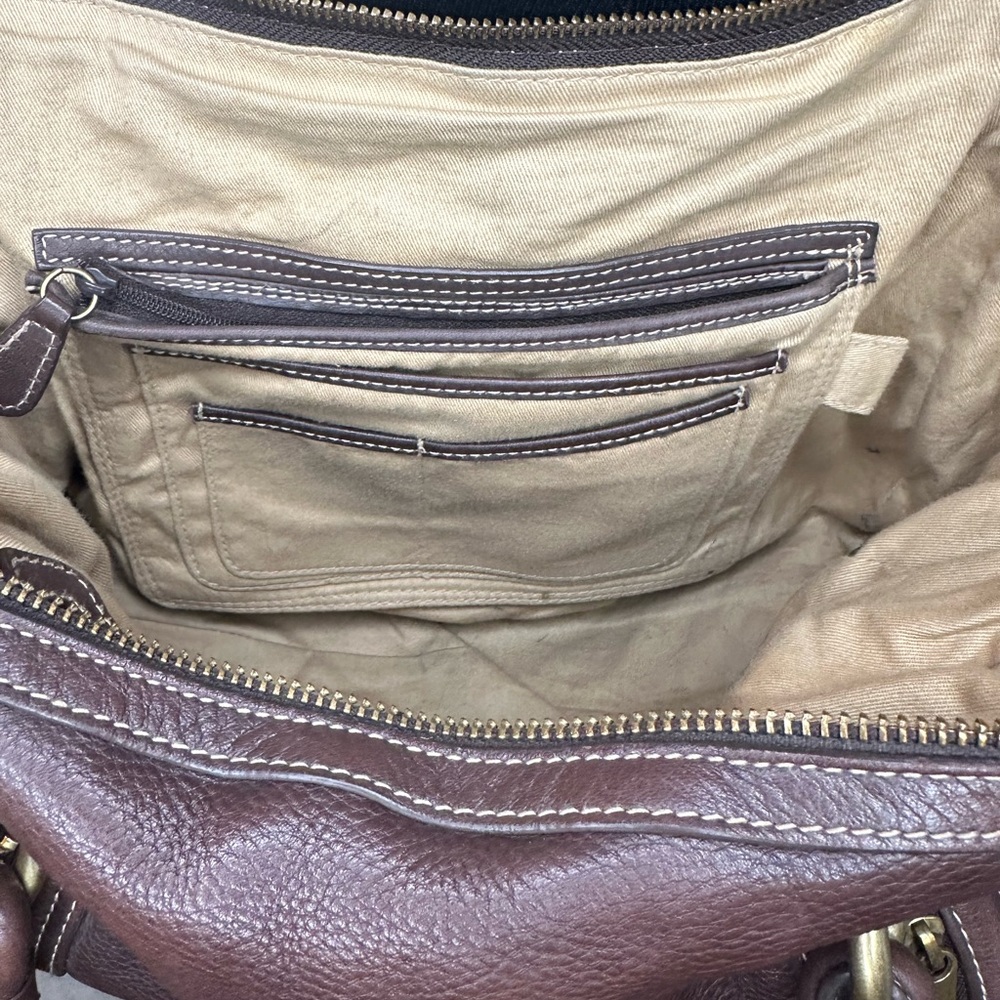 Kate Landry Brown Leather Shoulder Bag with Gold Accents - Picture 7 of 12